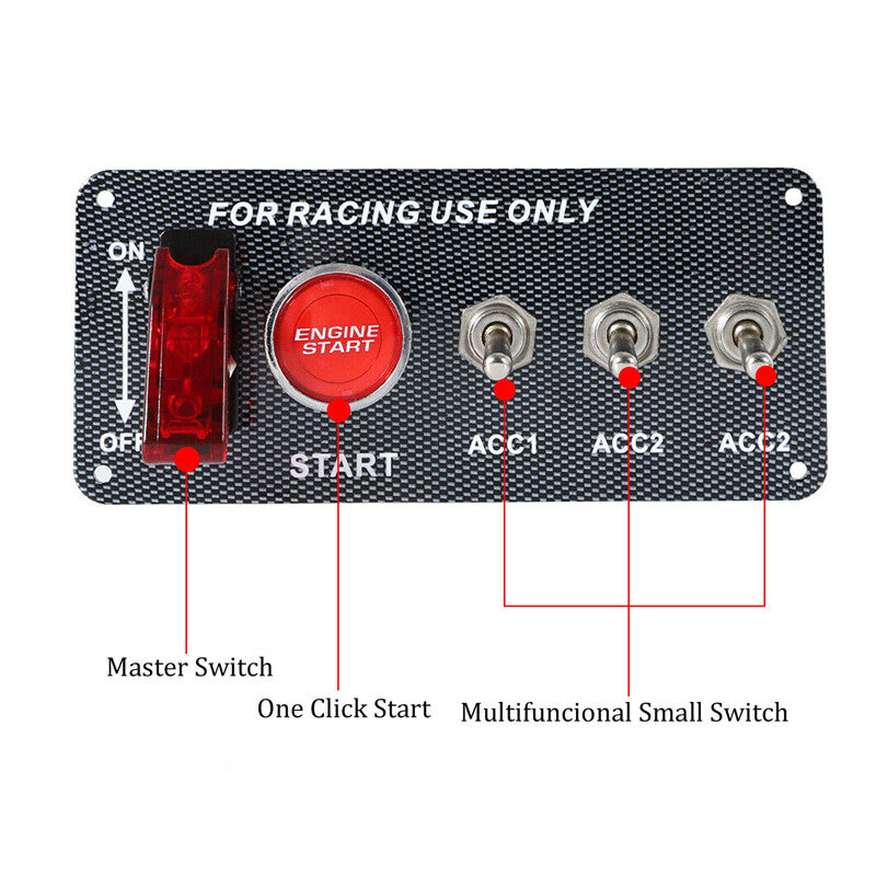 12V racing car ignition switch panel LED engine start button toggle switch n