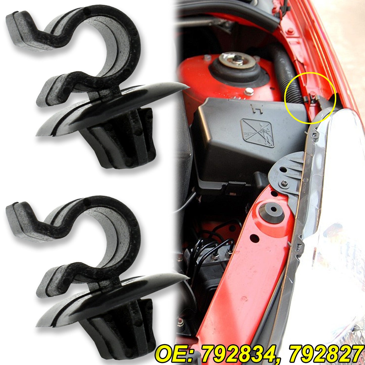 2 x bonnet rod bonnet support clips for Peugeot 1007 106 206 306 3008