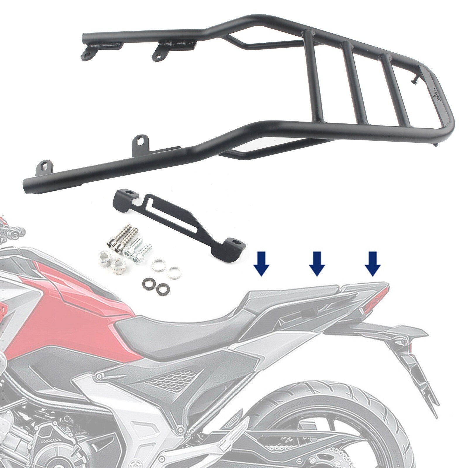 for Honda NC750 X NC750X NC 750 X 2021 2022 2023 Tube Rear Luggage Rack - BLK