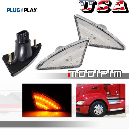 Plug and Play Clear Lens Cab Side Marker Turn Signal Light for Kenworth 2008 - 2021- v