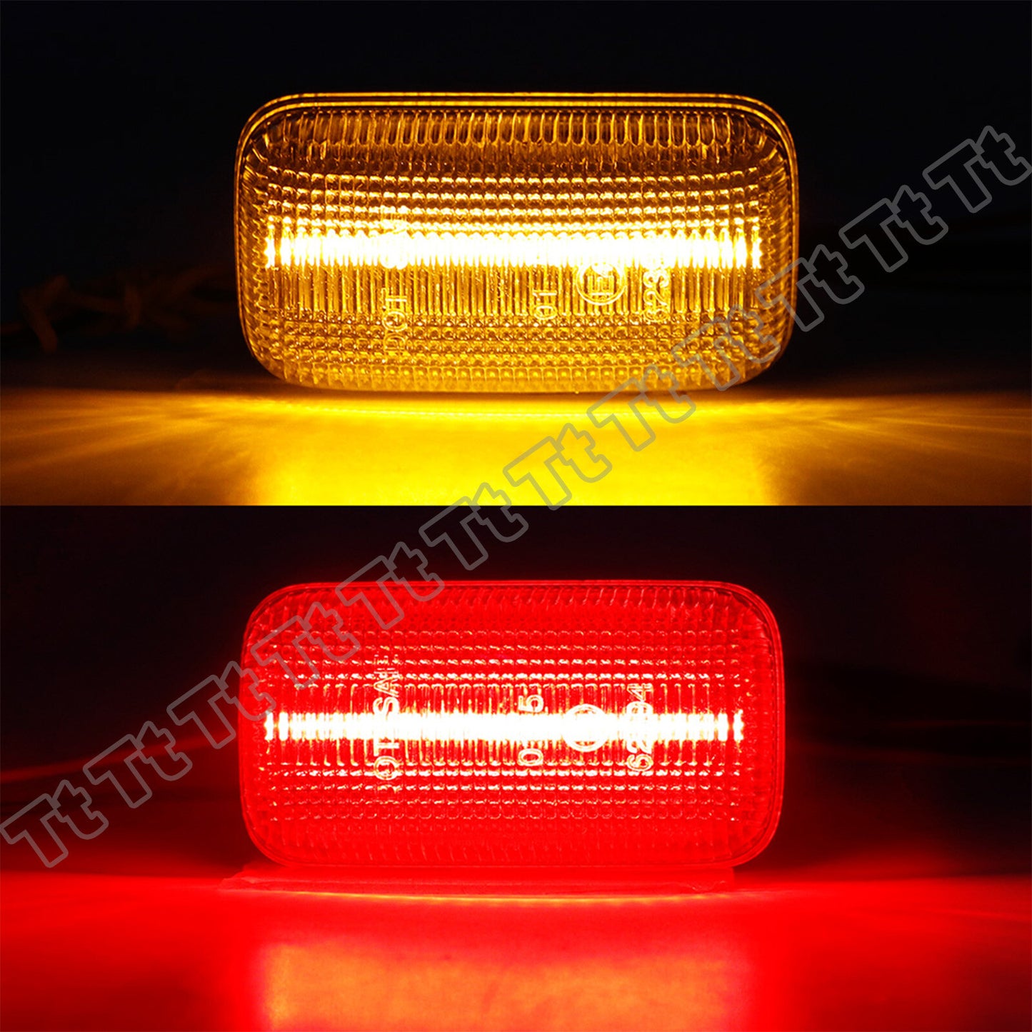 For 2015 - 2022 for Silverado 3500 Dual Amber Red LED Fender Side Marker Lights - v