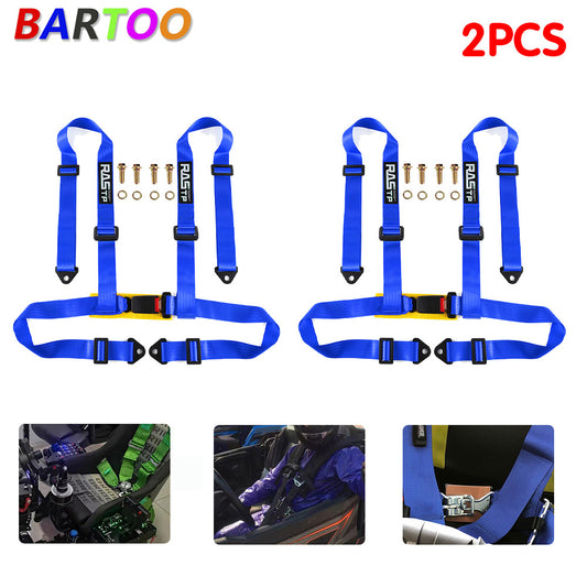 1 Pair RASTP Racing for Seat Belts 4 Point 4PT Harness Nylon Adjustable Blue Q