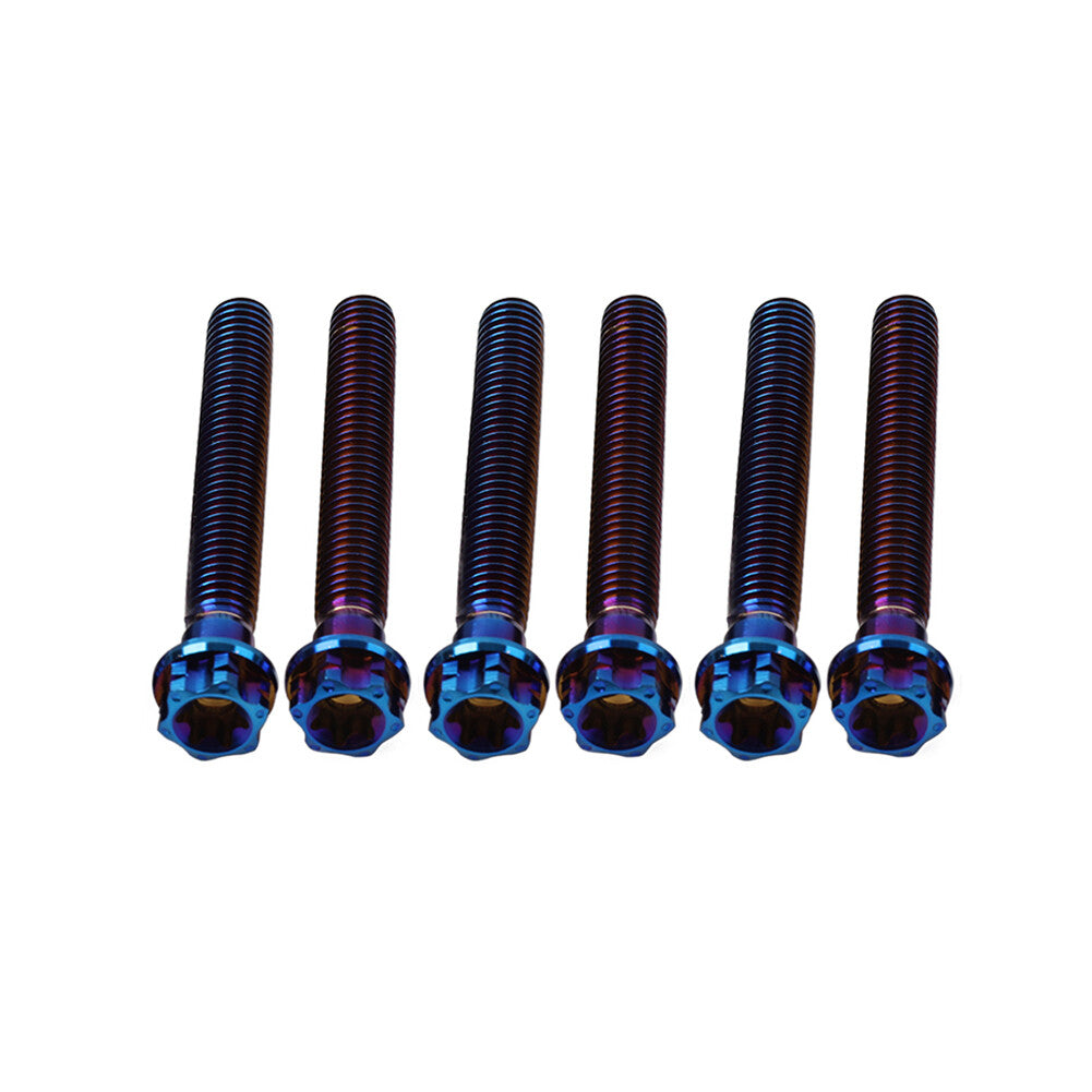 6pcs Bolt Torx Head Flange Screw M10x55mm Burn Blue For Motorcycle Bike