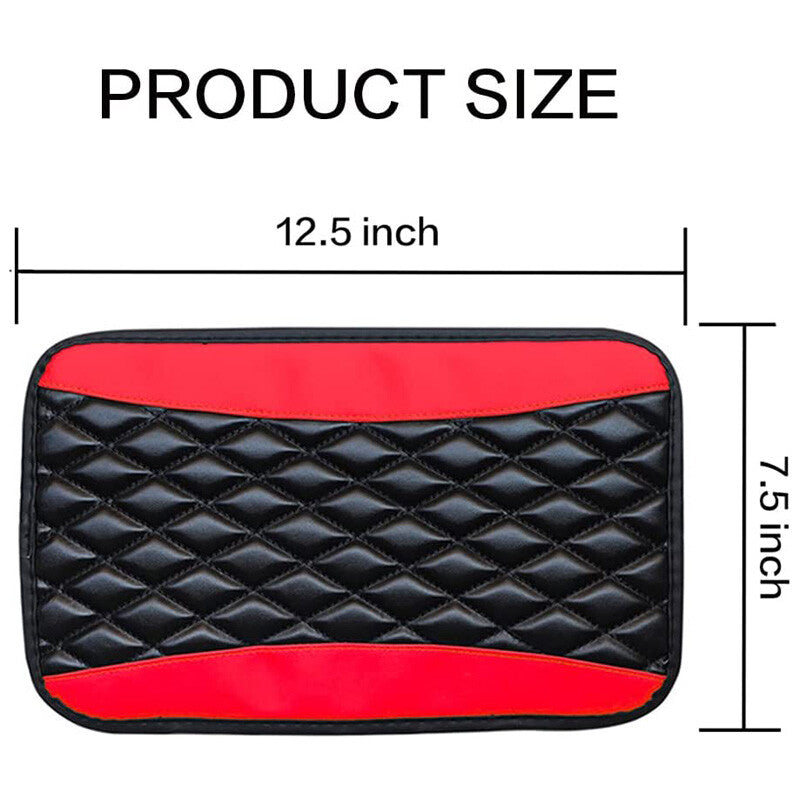 Car Armrest Cover Center Console Box PU Leather Cushion Mat Accessories Red v