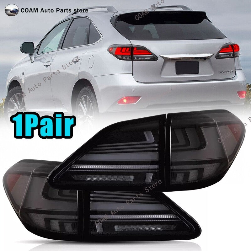 A pair of smoked LED taillights for 2010-2015 for Lexus RX 350F 450H with sequential LHRH