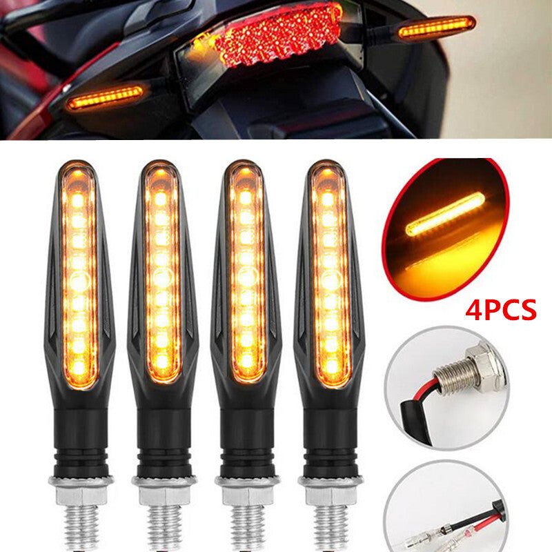 4Pcs Motorcycle Turn Signal Light 12V Led Moto Flowing Water Blinker Bendable