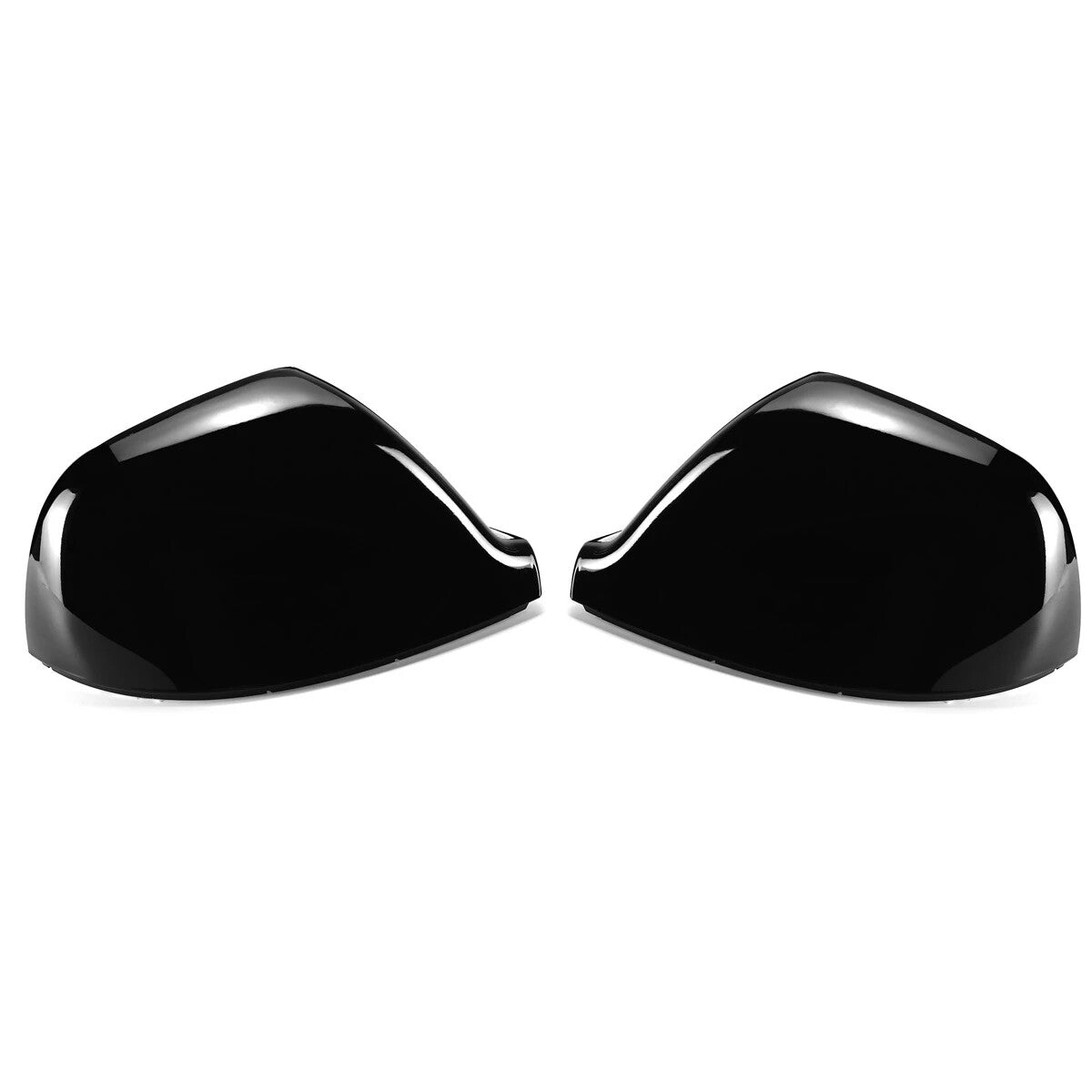 Two glossy black rearview mirror covers for Volkswagen transport vehicles T5, T5.1, and T6 models. (2016-19)