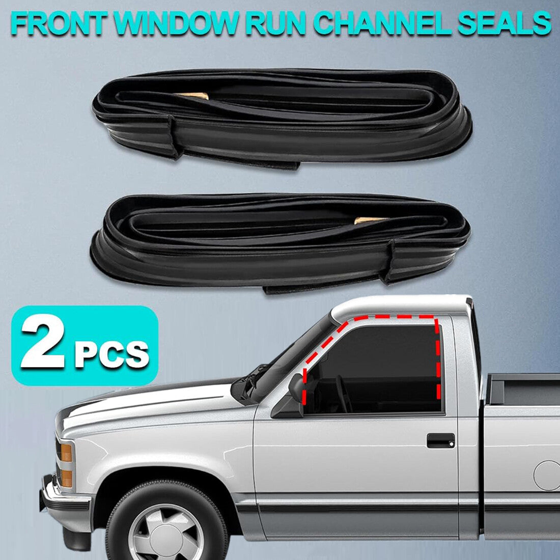 Pair Front Door Window Run Channel Weatherstrip Seal for GMC Jimmy C/K Pickup