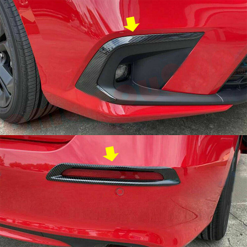 Carbon Fiber Front Rear Fog Light Lamp Frame Cover Trim for Honda for Civic 22-2024
