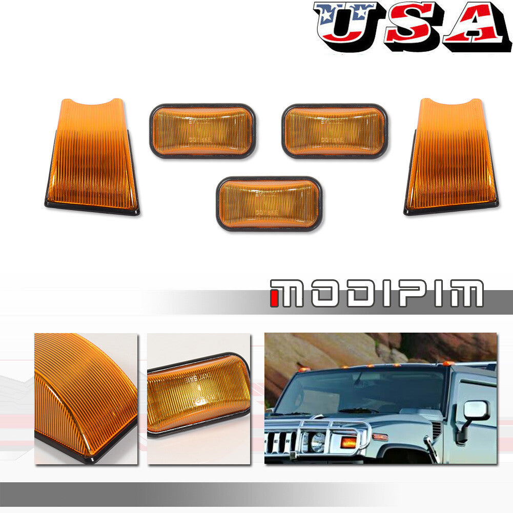 5-piece amber top running light housing for Hummer H2 SUT SUV from 2003 to 2009- v