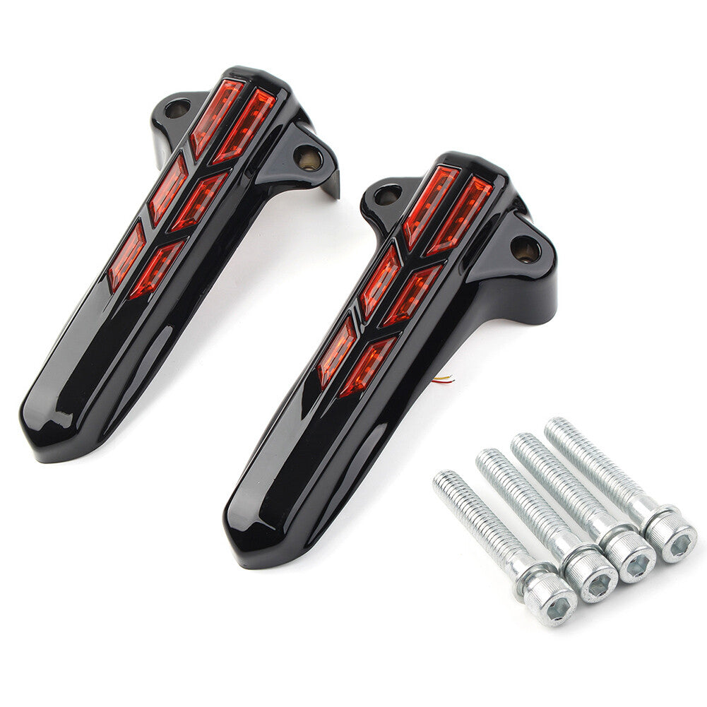 Front Fork Leg Covers LED Smoke Light for Harley FLHR FLHTK FLHX '2014-'20 Black