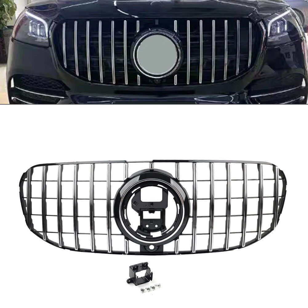 Chrome Fit for Benz GLS Class X167 2020-24 Front Bumper Radiator Hood Diamond Grille