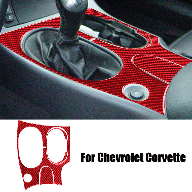 Red carbon fiber car gear shift cover trim for Corvette C6 05-13- n
