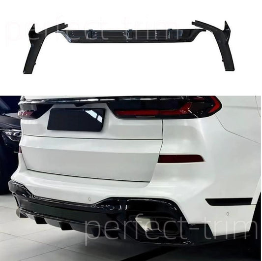 for BMW X7 G07 2023-2024 ABS Glossy black Rear Bumper Diffuser Lip cover 3pcs Q