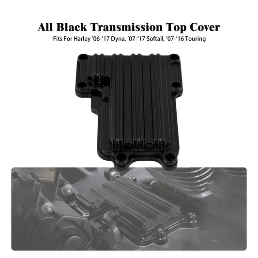 Black Gauge Transmission Top Cover for Harley Dyna 06-17 Road Street Glide 07-16