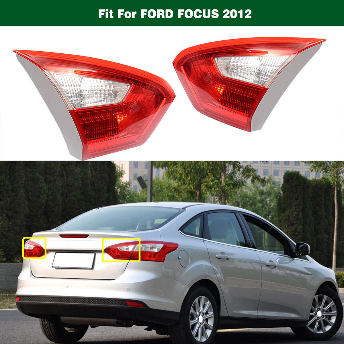 1Pair Rear Tail lights Inner Tail Rear Lamps Fit for Ford Focus 2012-2014 Sedan