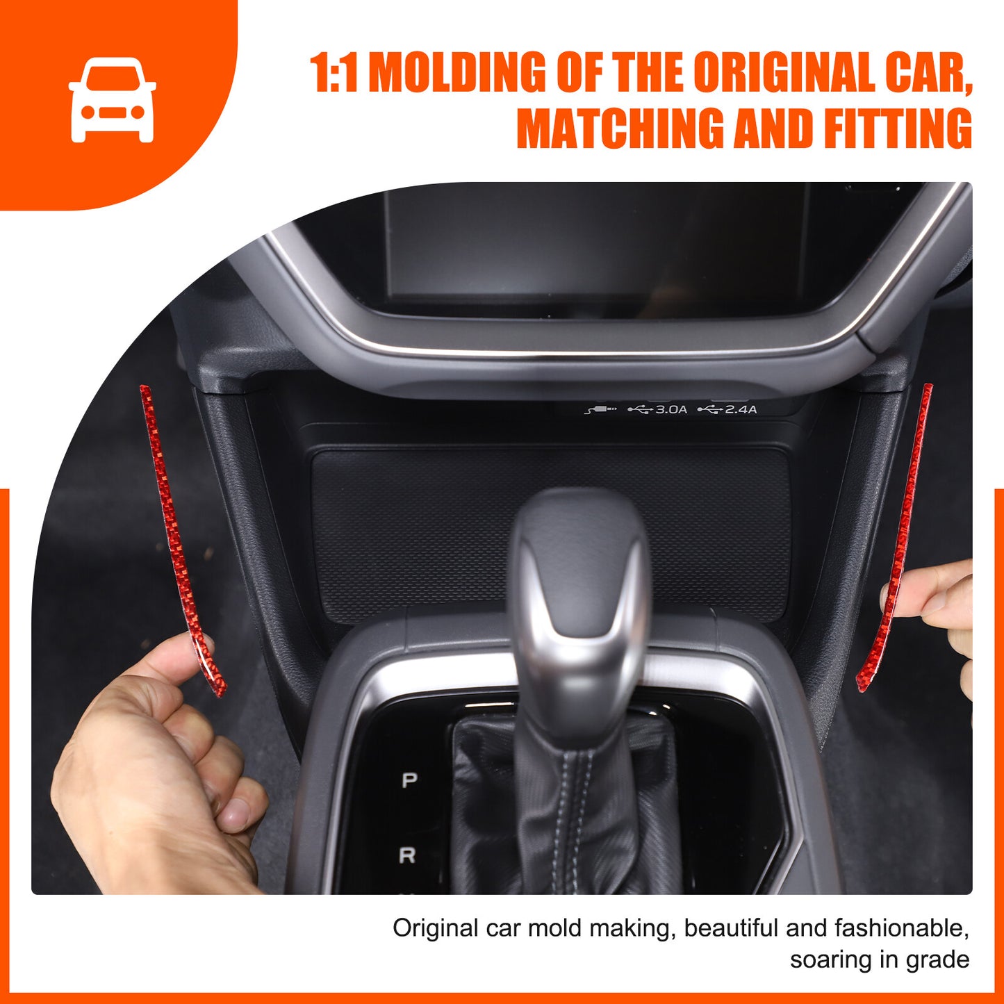 Carbon Center Console Storage Side Strip Decorative Stickers for Subaru Crosstrek 23+ n
