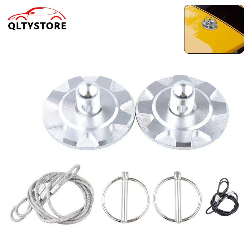 Silver Bonnet Racing Hat Pin Lock Exterior Kit Universal Aluminum