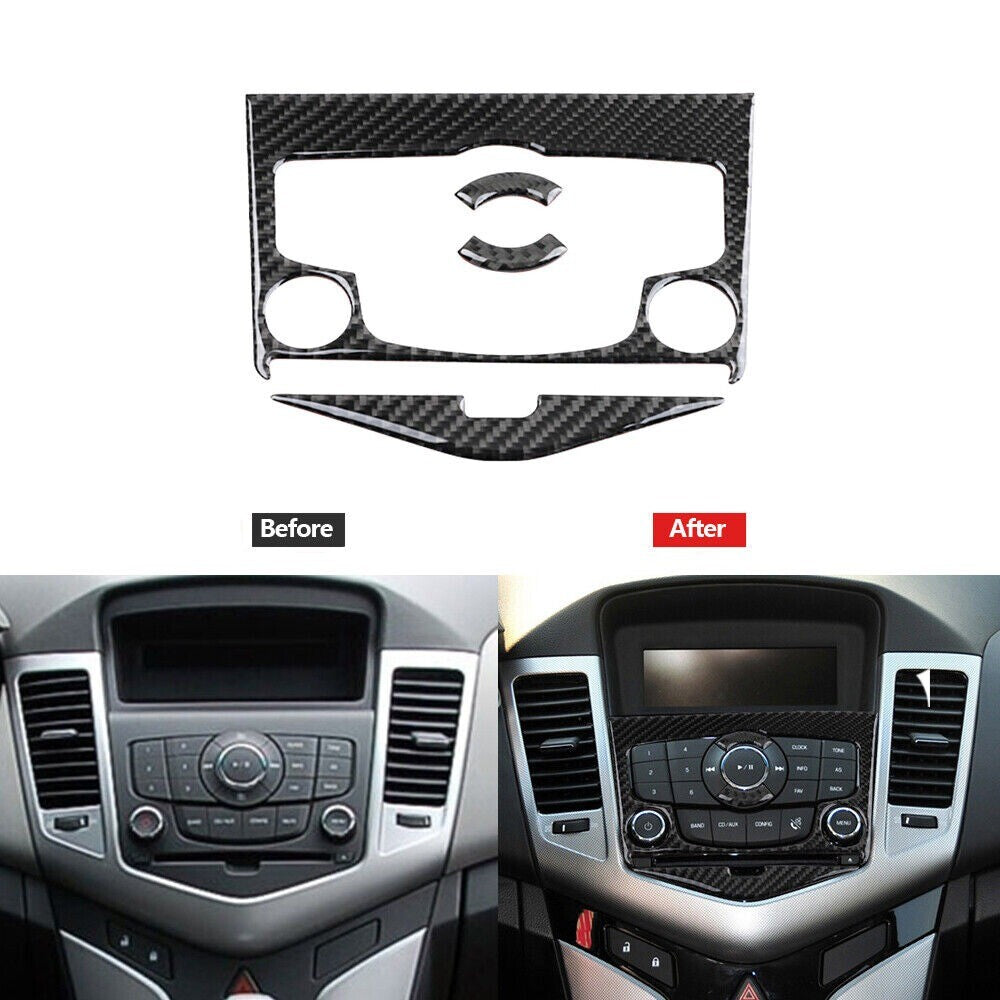 1Carbon Fiber Central CD Control Panel Cover Trim for Cruze 2009-2015 n