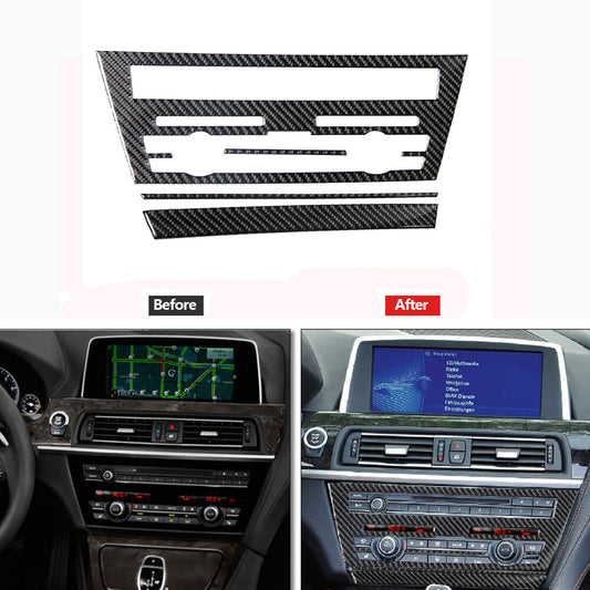 4Pcs Carbon Fiber CD Control Panel Cover Trim for BMW 6 Series F12 F13 2011-2018