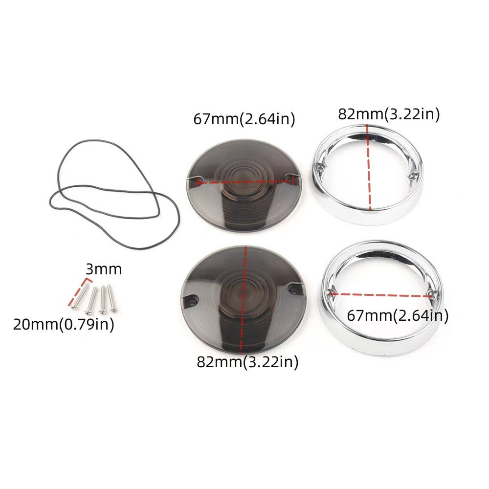 Flat-rotating signal light lens 3 1/4 inch cap frame sun visor fits for Harley 1986+- n