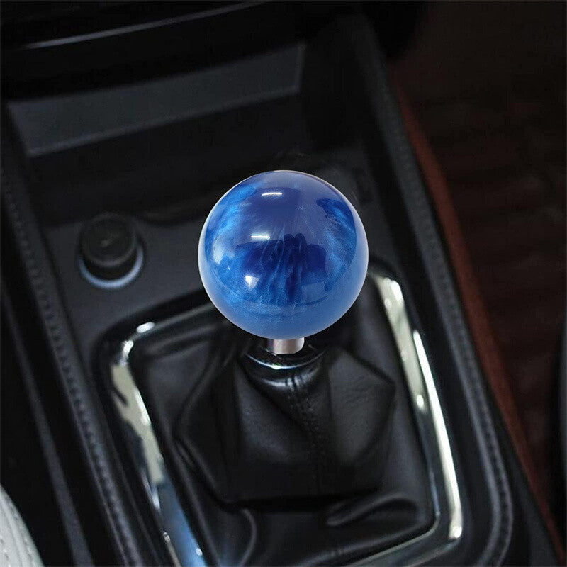 1* Marble Style Round Ball Shift Knob Gear Shifter Head w/3 Adapters Dark Blue Q