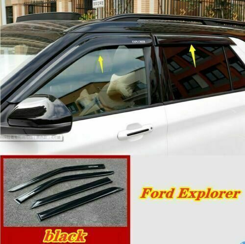 for Ford Explorer 20-24 Black Window Visor Vent Sun Shade Rain Guard Door Visor