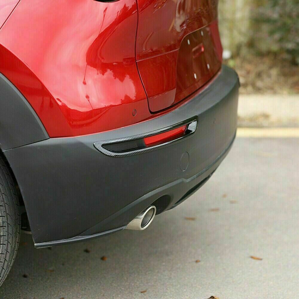 for Mazda CX-30 2020-2022 Carbon Fiber ABS Rear Bumper Fog Light Lamp Cover Deco