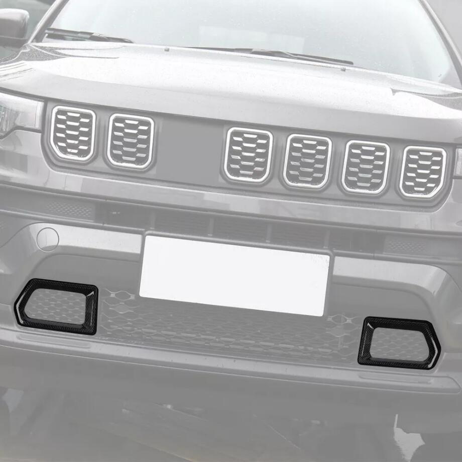 Fit For 2022-2025 for Jeep Compass Carbon Fiber Front Bumper Grille Grill Cover Trim v