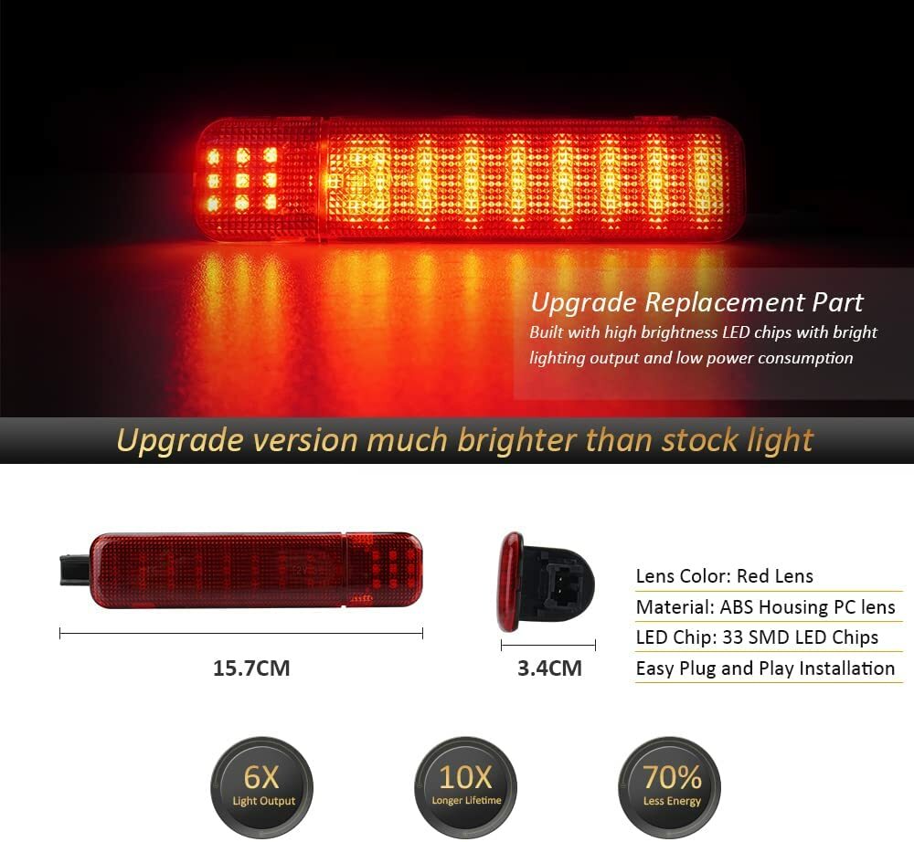 2 FIT for Chevy for GMC Silverado Red LED Interior Door Panel Light Courtesy Reflector Q