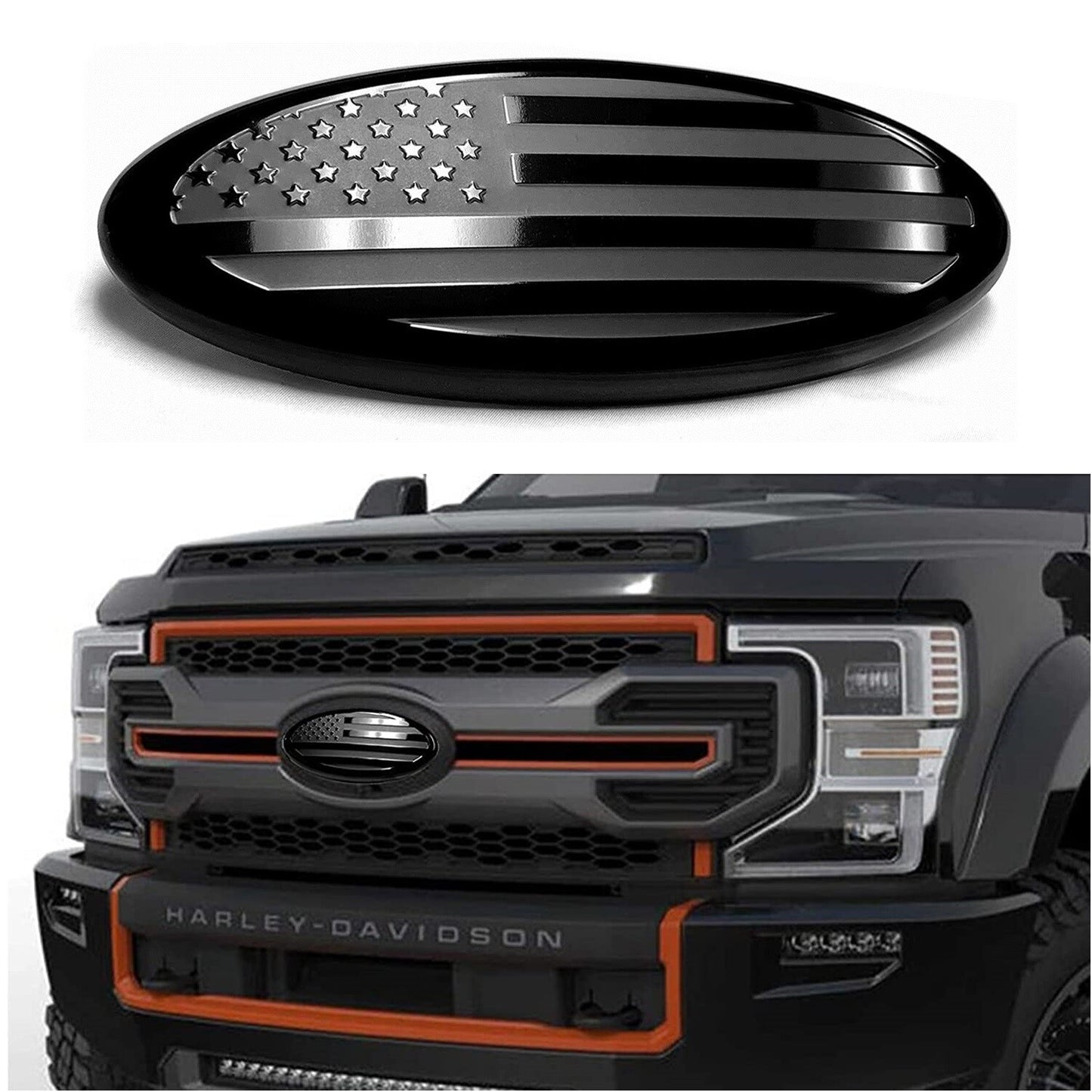 7inch  for ford  F150 Accessories Black FRONT GRILL Tailgate US Flag Oval Emblem Badge