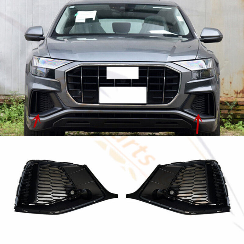 for Audi Q8 2019-23 Replace Left+Right Front Bumper Fog Lamp Grille Cover Black