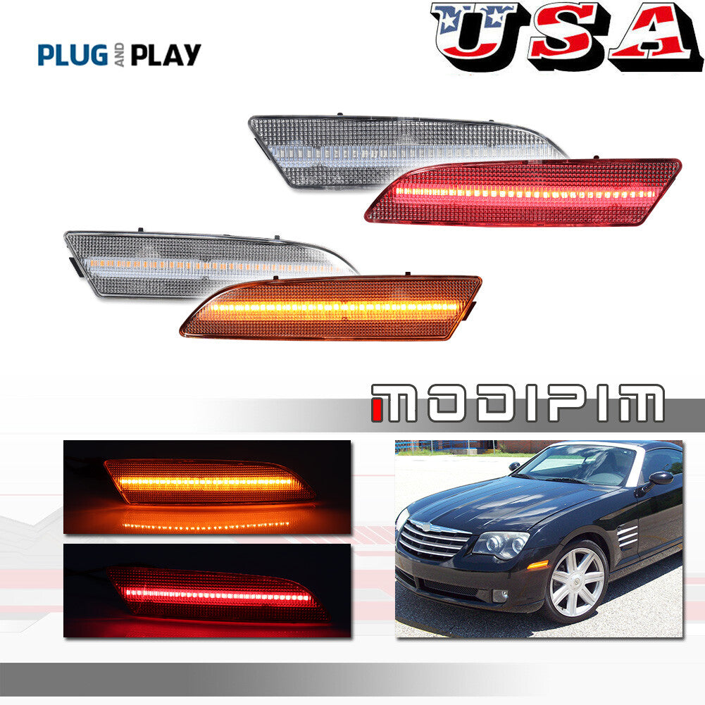 Suitable for 04-08 for Chrysler Crossfire transparent lens side marker LED kit, front and rear- v