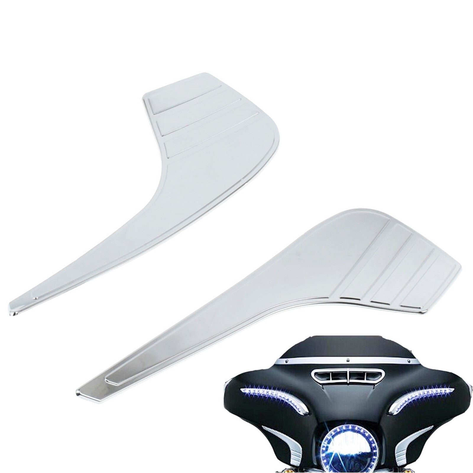 Chrome Motorcycle Tri-Line Fairing Accents Fit for Harley Electra Glide Trike