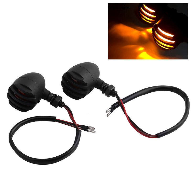 2pcs Retro-style small metal fence light for motorcycles and bicycles, turning signal, yellow, 10mm - n