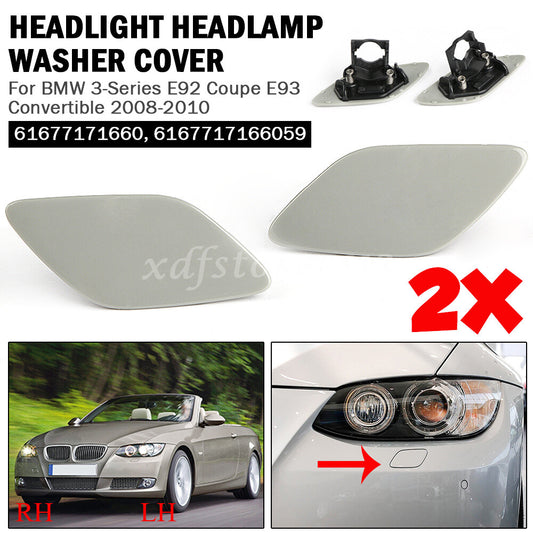 Headlight Washer Cover Cap Bumper Flap Trim Pair for BMW 3-Series E92 E93 Coupe