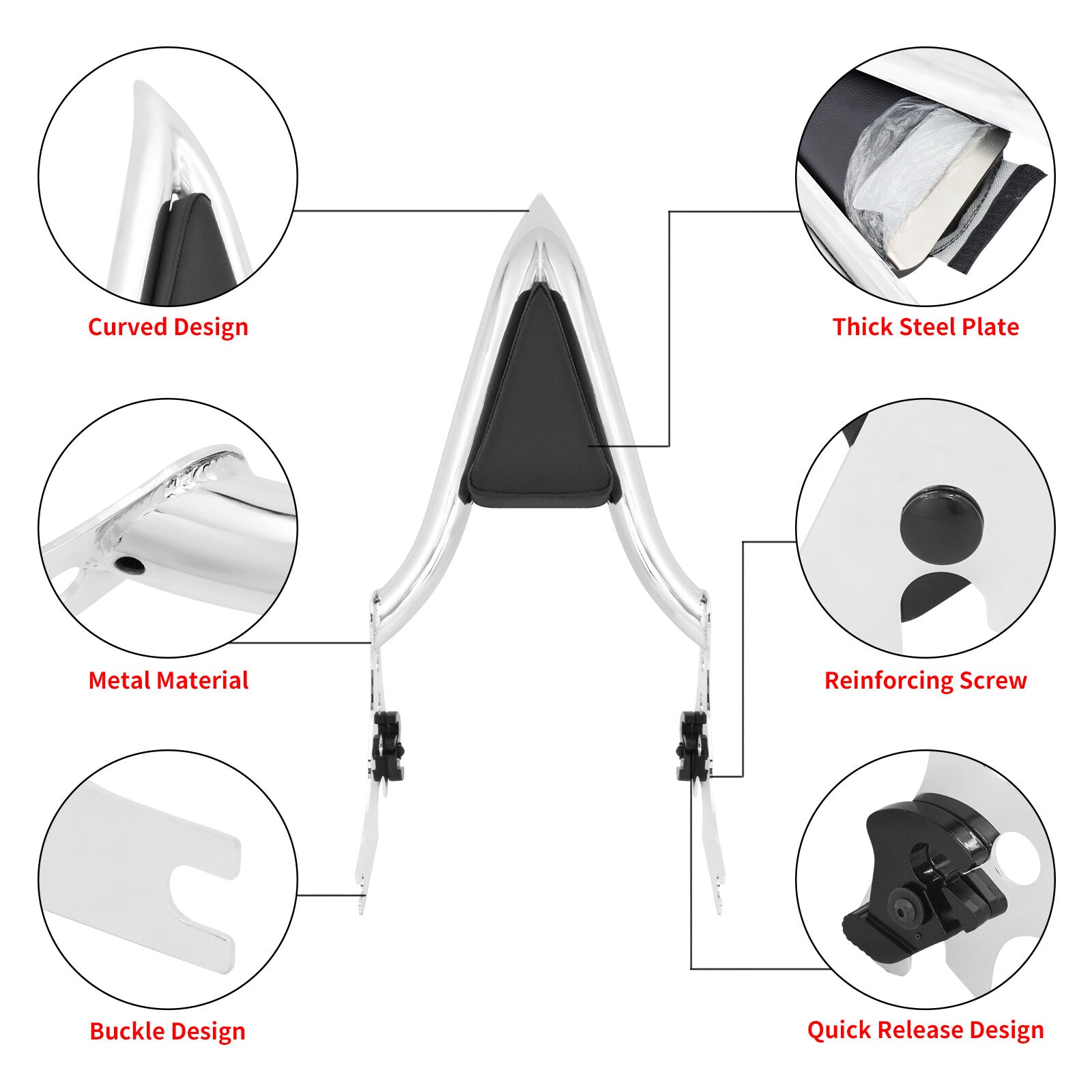 Chrome Passenger Backrest Sissy Bar for Harley Sportster 883 1200 48 72 04-2022