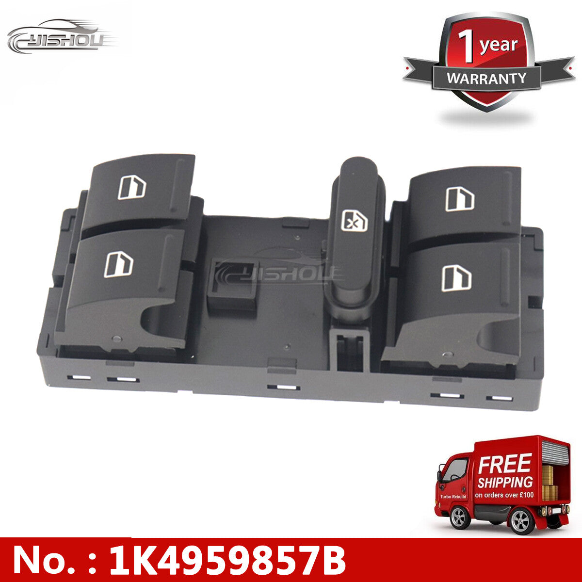 Power Window Main Switch Left 1K4959857B Applicable to 2005-2016 for Volkswagen for Jetta 4-Door