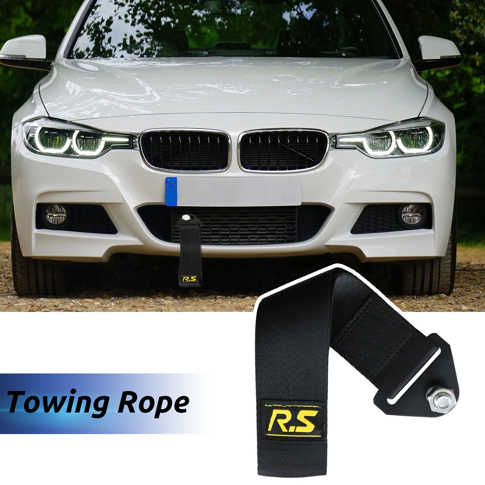 Black High Strength Racing Sport Tow Strap Front Rear Car Bumper Towing Hook Q