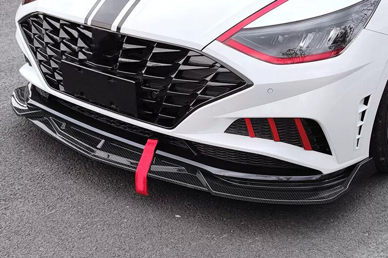for Hyundai Sonata 2020-23 Grain Carbon Fiber Front Bumper Lip Spoiler Splitter