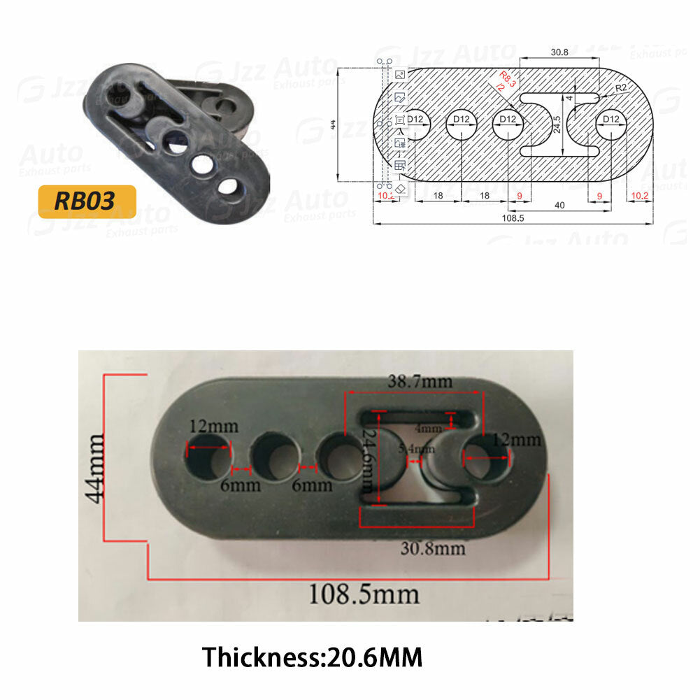 Pair Performance Polyurethane Adjustable Muffler Black Exhaust Hangers Universal
