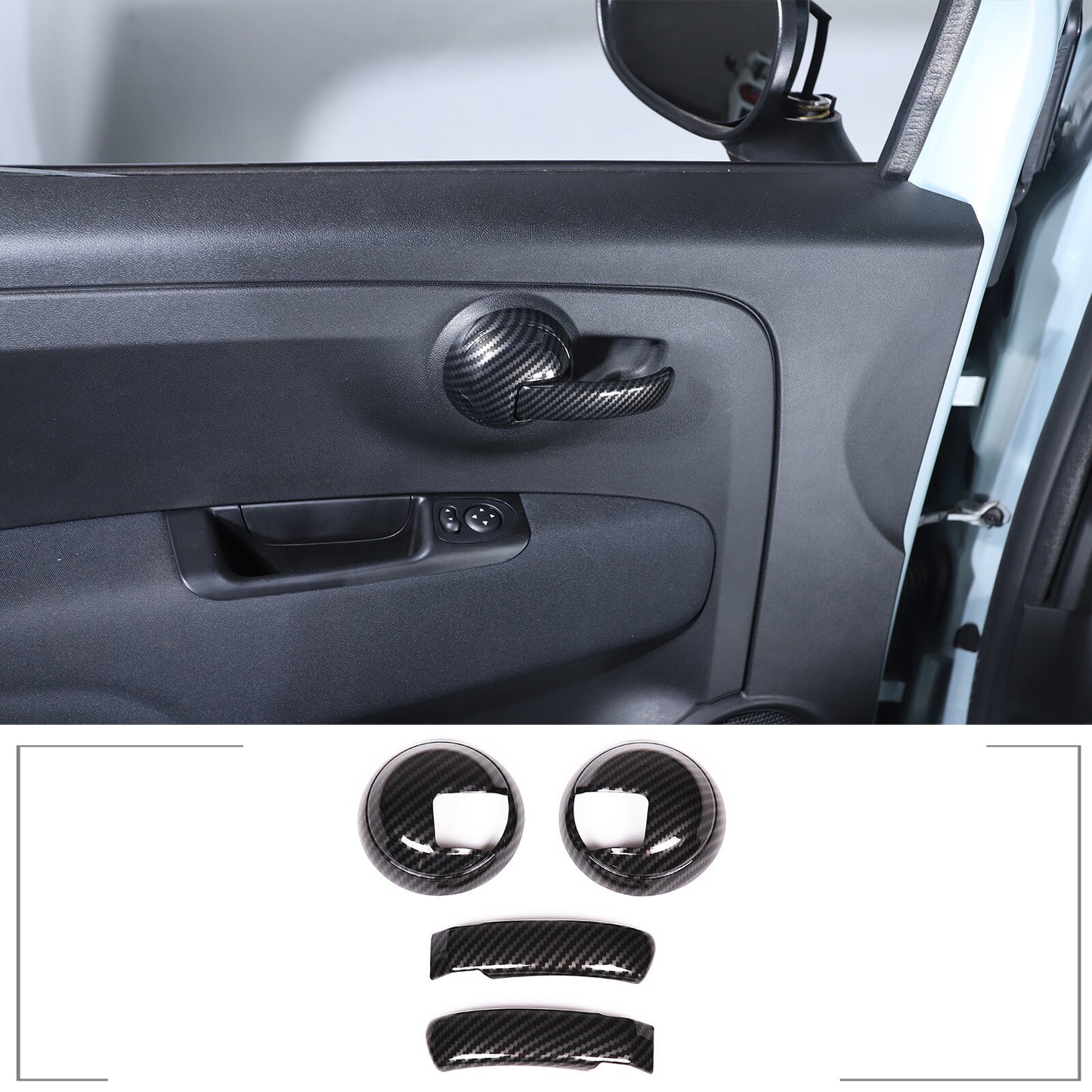 2PCS for Camry 2007-11 Carbon Fiber Interior Door Handle Cover Trim- v