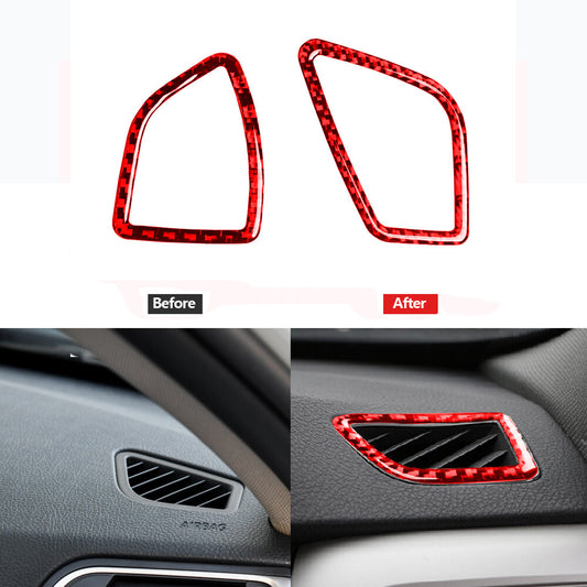2x Red Carbon Fiber Radio Console With Navigaiton Cover for Infiniti G37 Sedan v