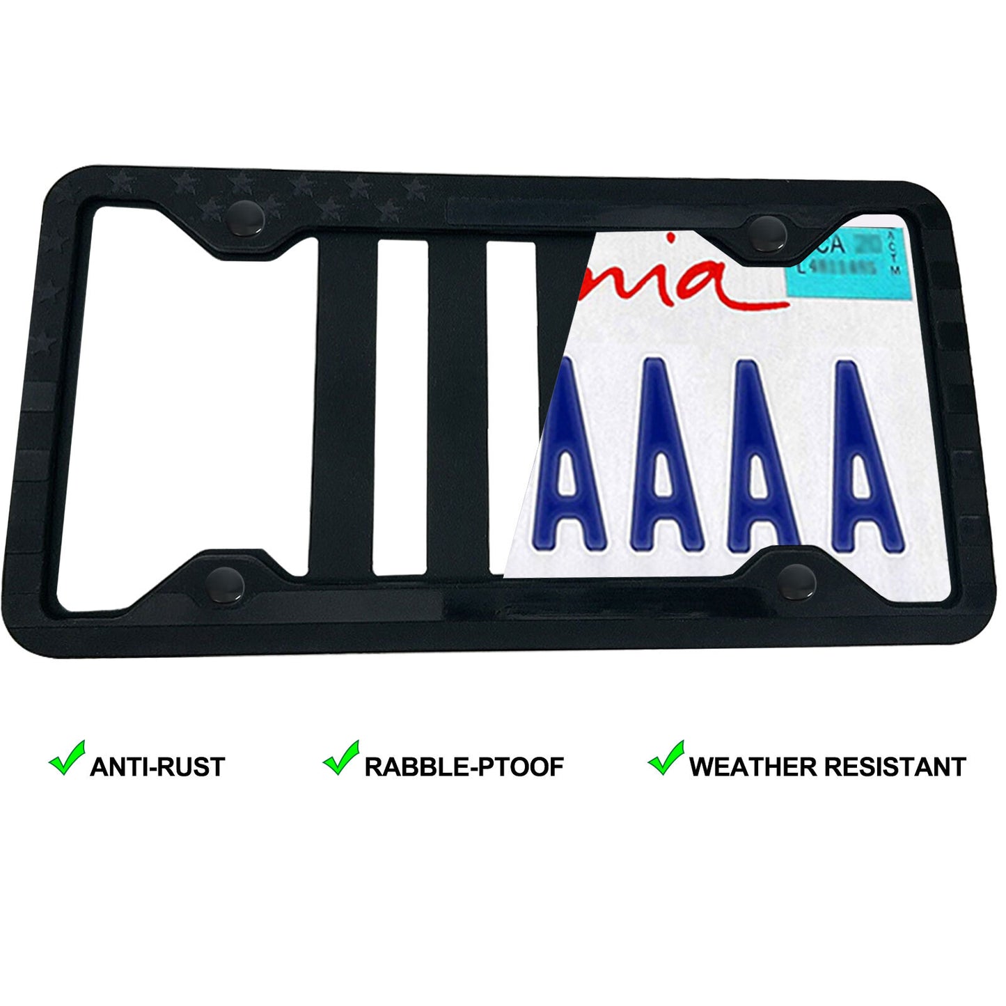 1-Piece Black American Flag License Plate Frame Cover Bracket - Universal n