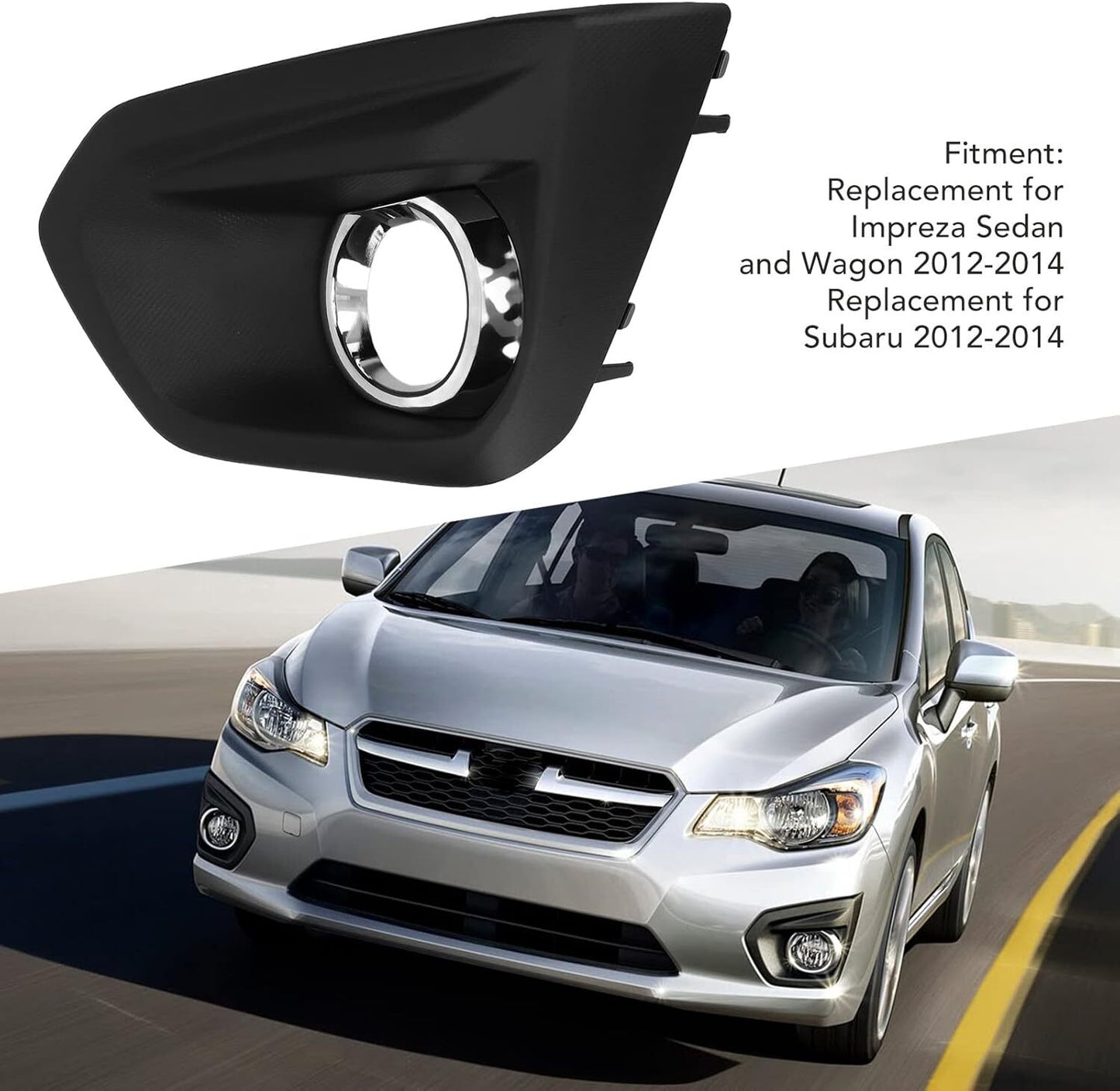 Left-hand drive side chrome fog light cover for 2012, 2013, and 2014 for Subaru Impreza. n
