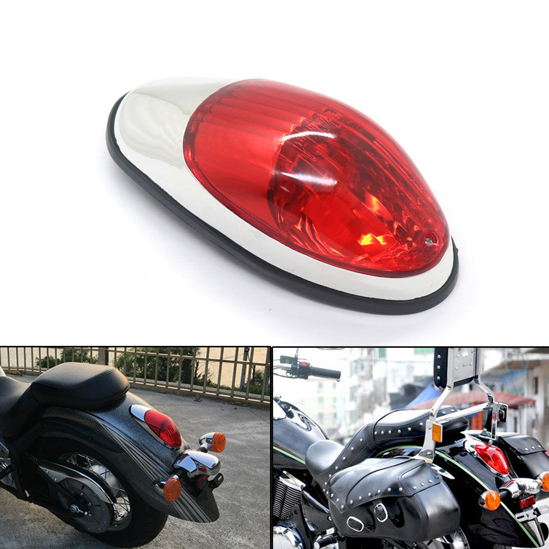 Motorcycle Chrome Rear Tail Brake Light Taillight for Kawasaki VN900 Q