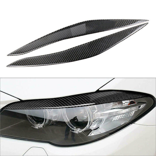 Headlight Eyebrow Eyelid M Sport Cover Trim for BMW 5 Series F10 Carbon Fiber