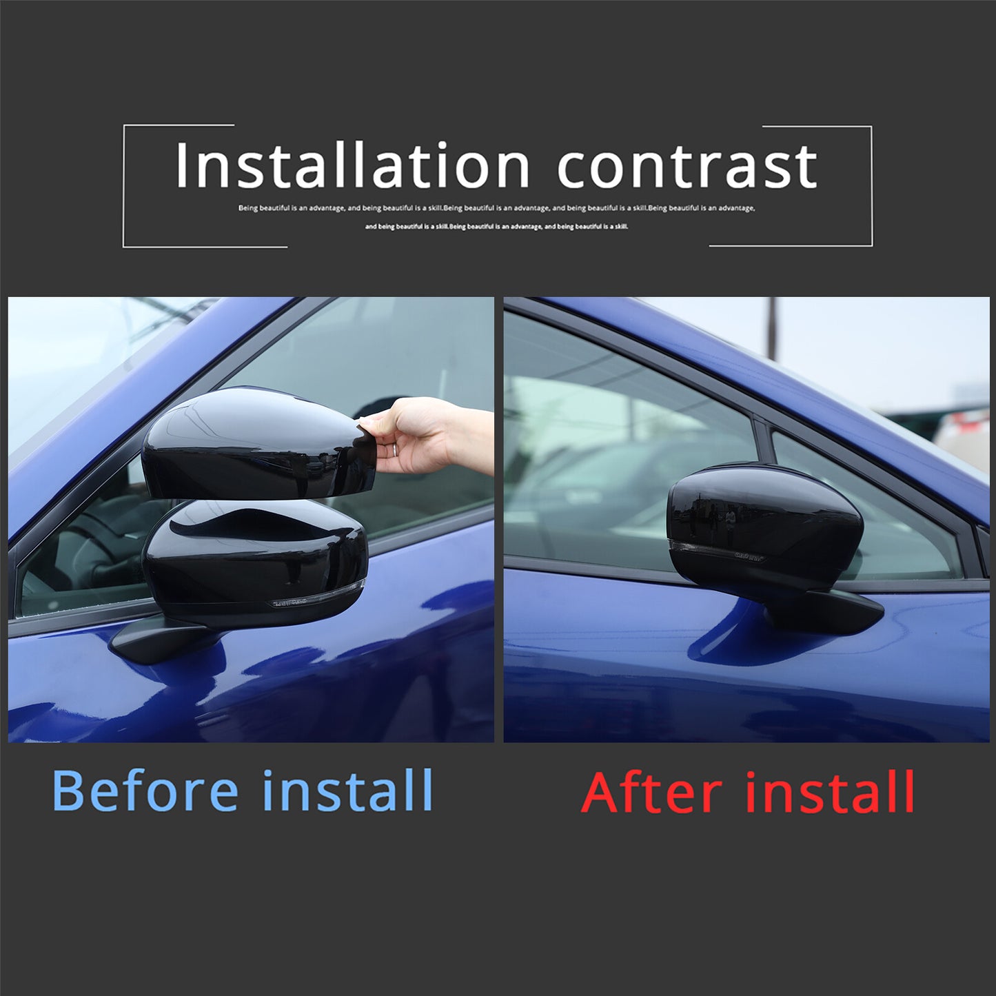 Glossy black car side mirror caps for Subaru Crosstrek 22-24 n