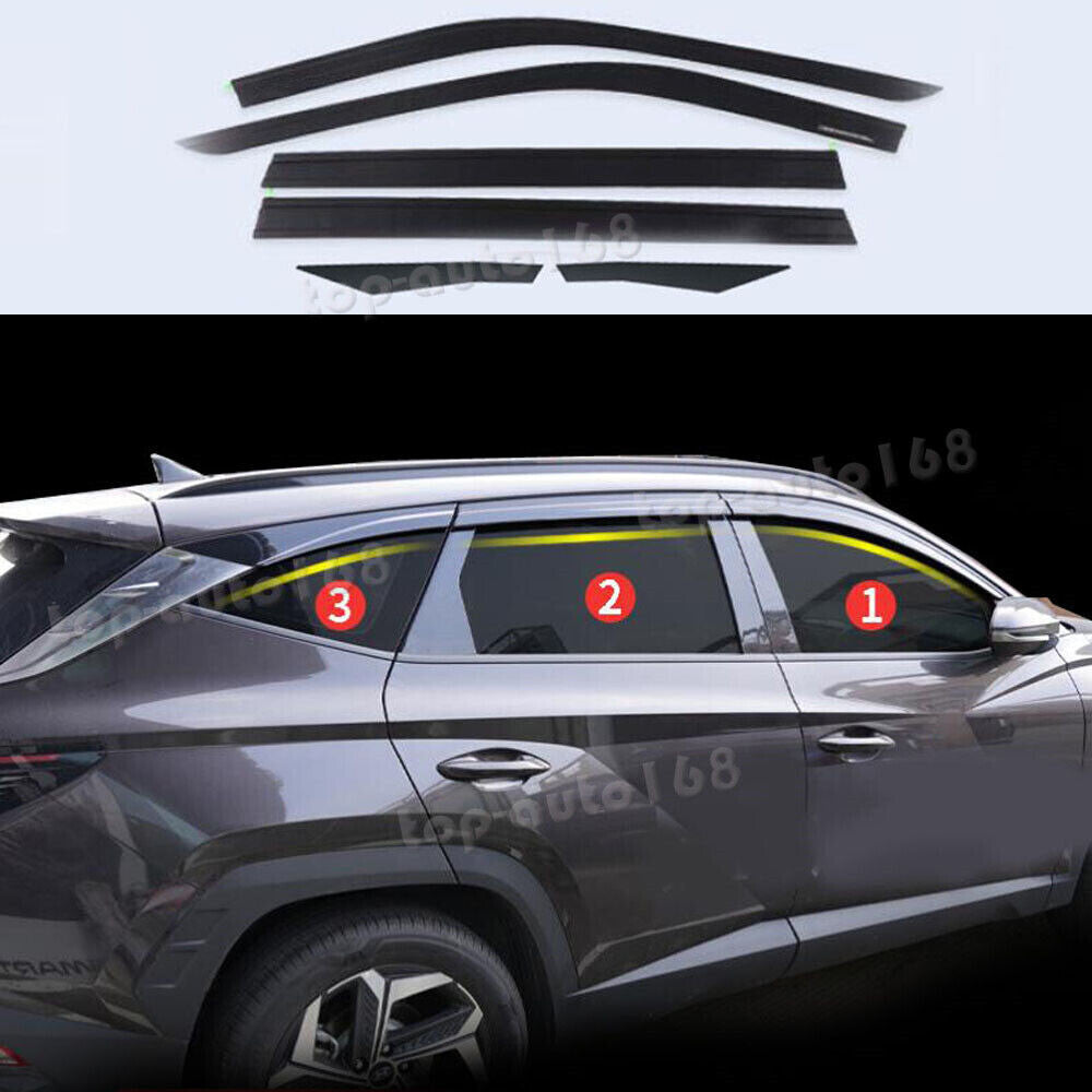 for Hyundai for Tucson 2022-2024 Black Window Visors Sun Rain Guard Vent Deflectors
