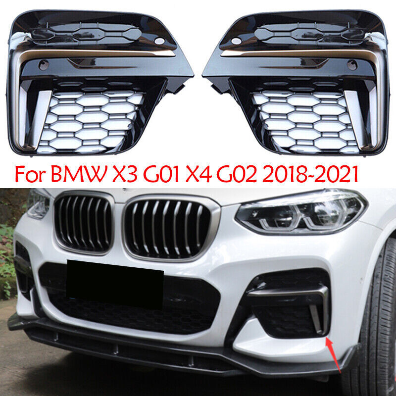 Front Fog Light Frame Cover Grille Fit for BMW X3 X4 G01 G02 2018 2019 2020 2PCS